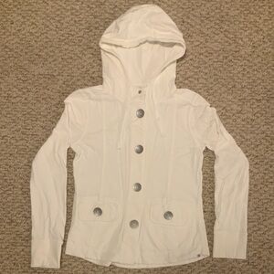Prana button up top with hood